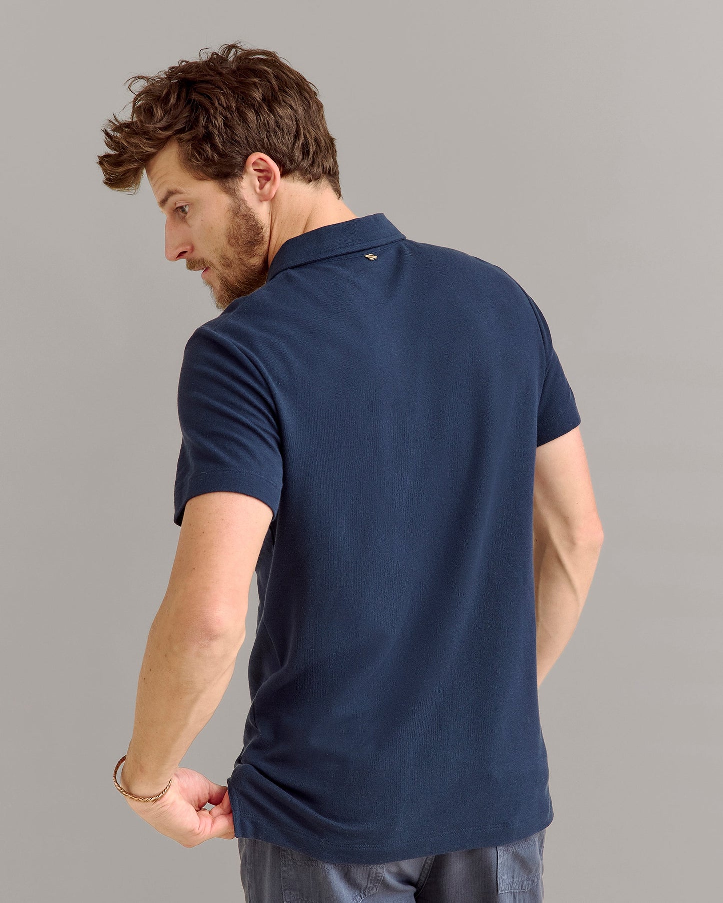 Pique Pensacola Polo Carbon Blue Billy Reid