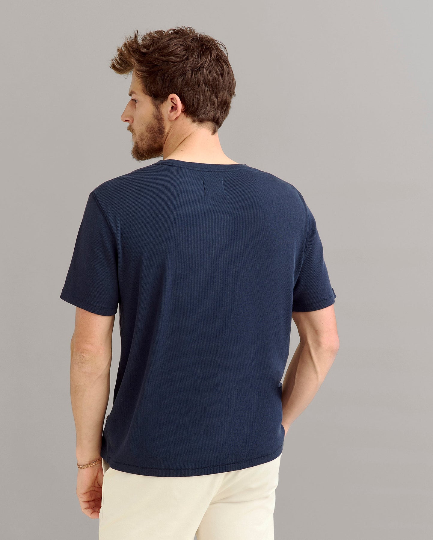 Short Sleeve Rib Crew Carbon Blue Billy Reid
