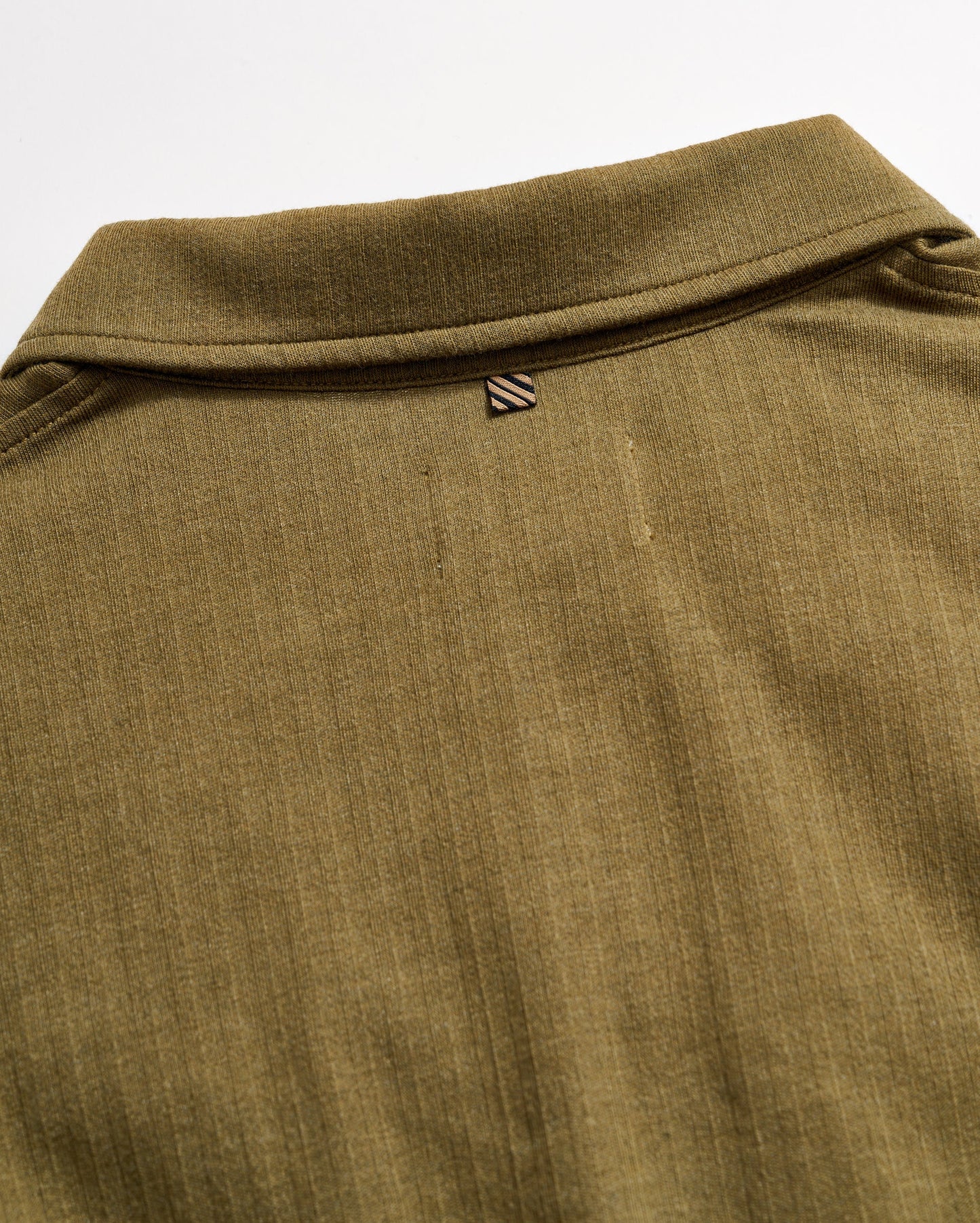 Long Sleeve Herringbone Polo Olive Billy Reid