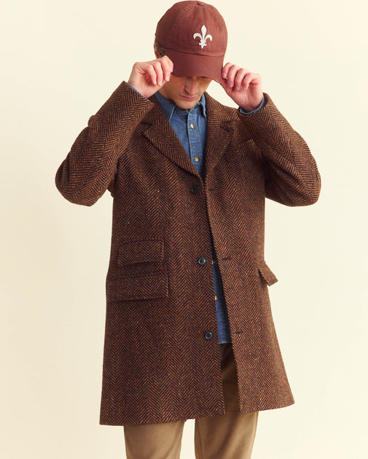 Herringbone Astor Coat Dark Brown Herringbone Billy Reid