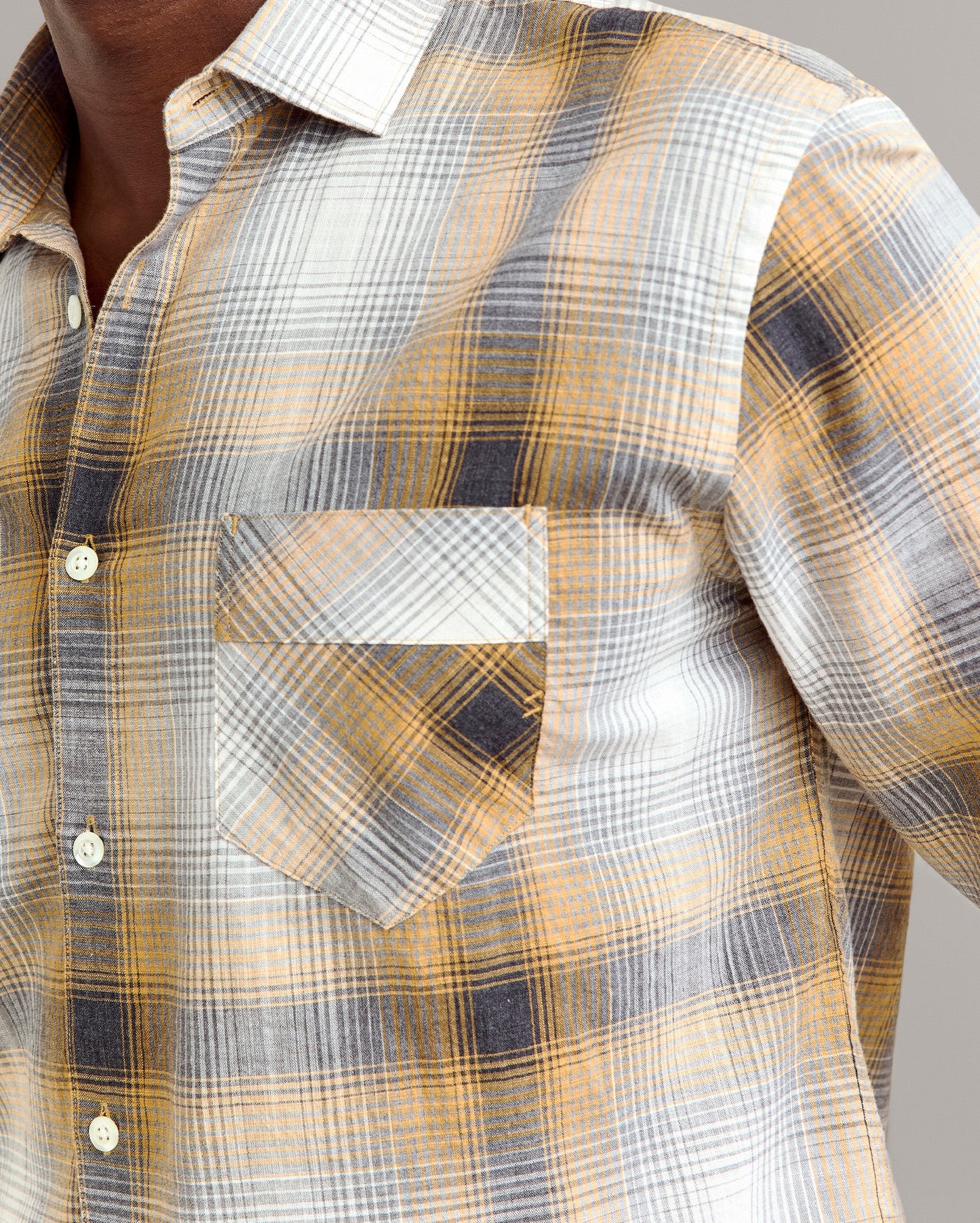 Melange Shadow Plaid John T Shirt Honey Multi Billy Reid