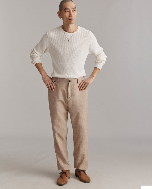 Chambray Flat Front Pant British Khaki Billy Reid