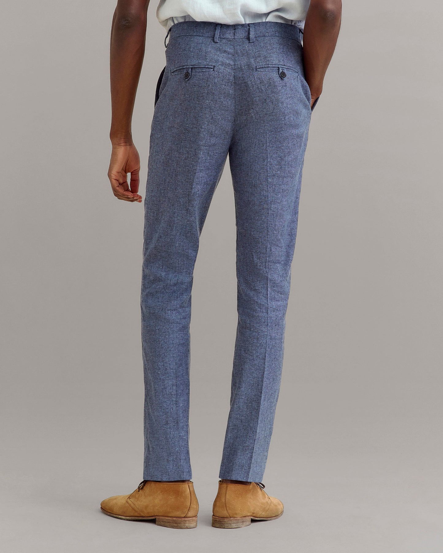 Silk Slub Donegal Flat Front Trouser Blue Billy Reid