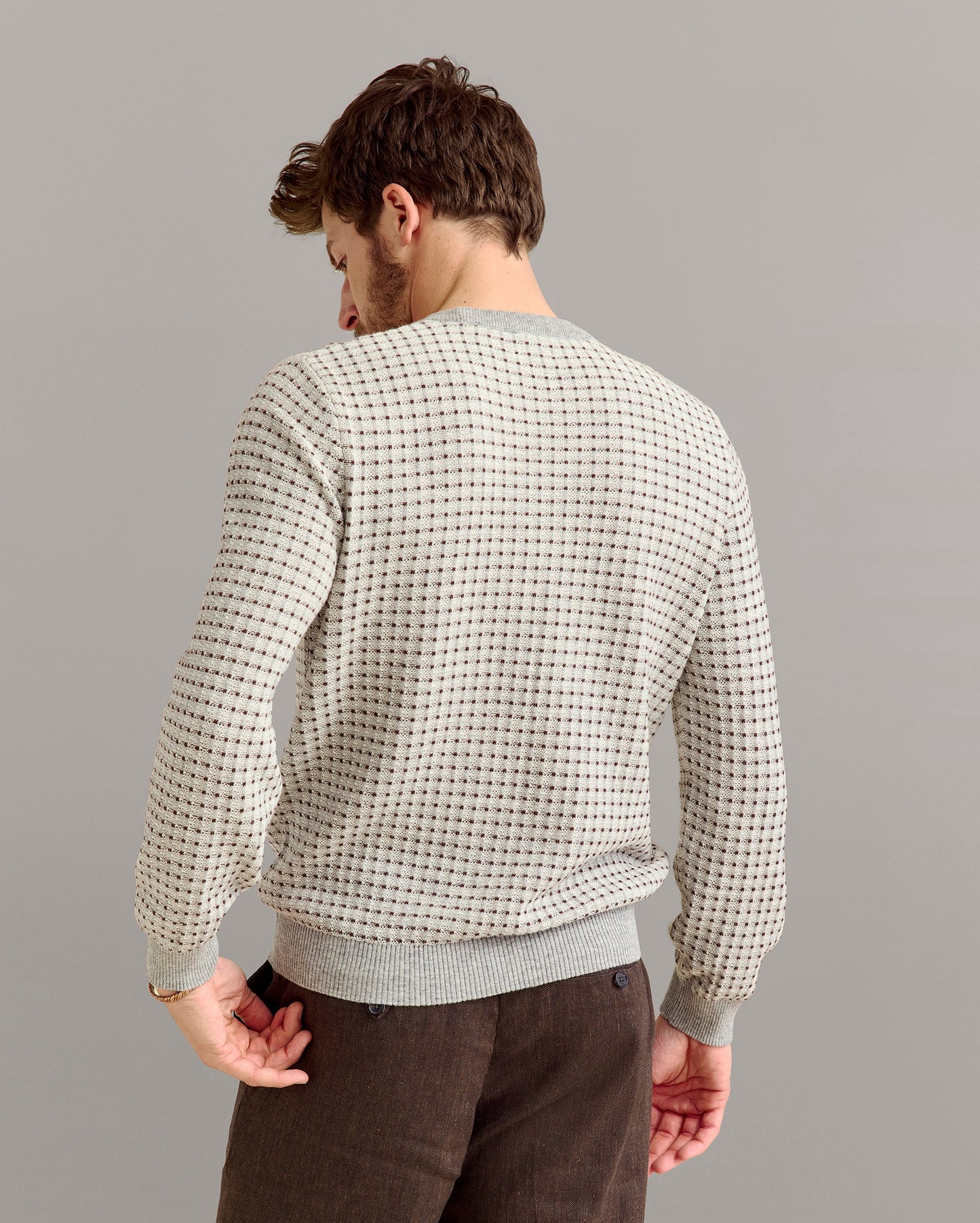 Grid Texture Jacquard Crew Multi Billy Reid