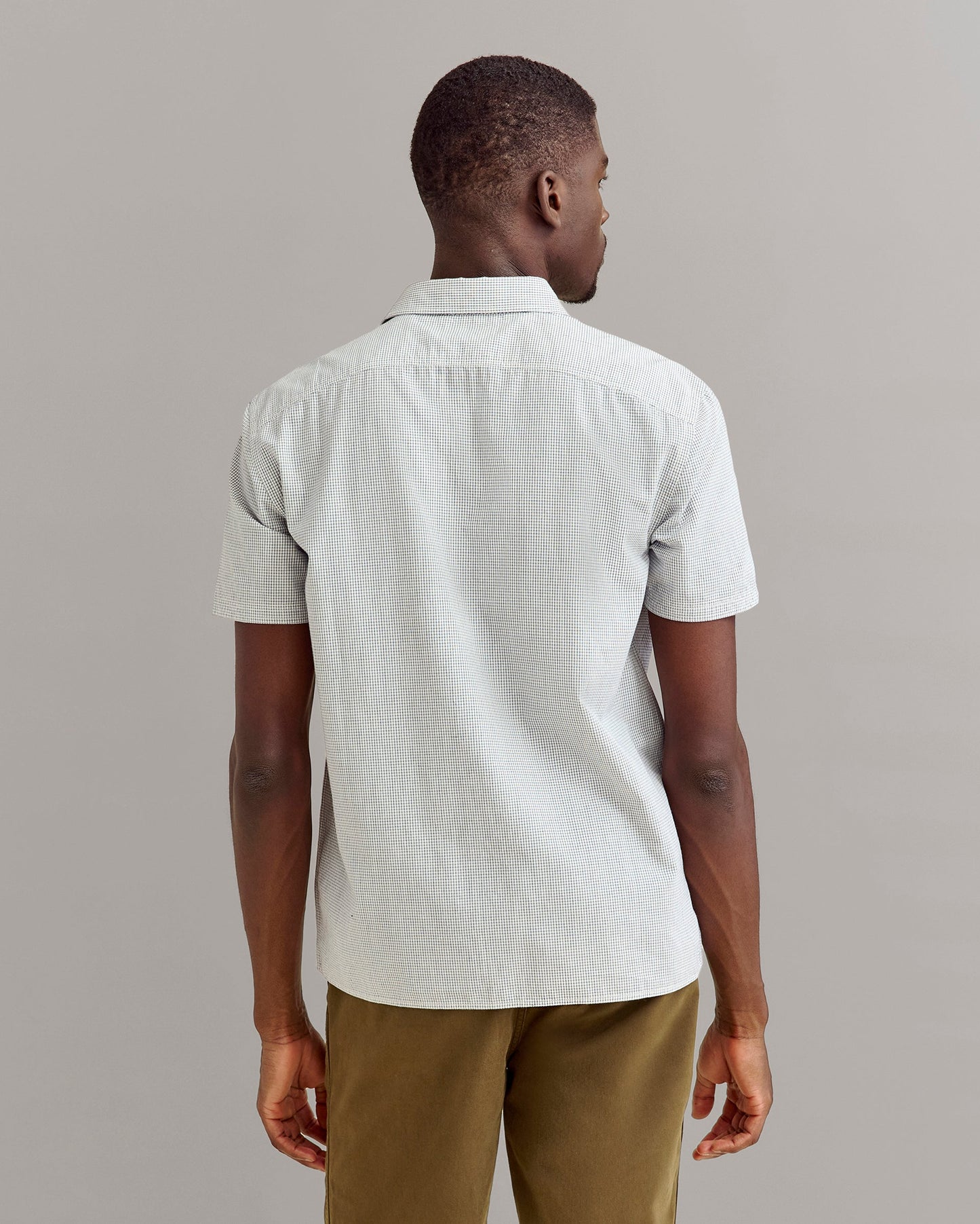 Short Sleeve Selvedge Work Shirt White/Carbon Blue Billy Reid