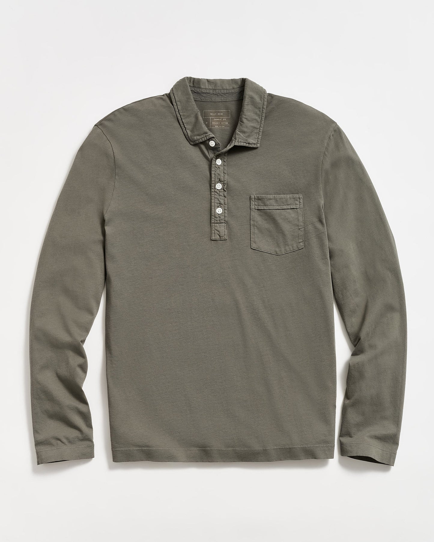 Long Sleeve Pensacola Polo Washed Grey Billy Reid