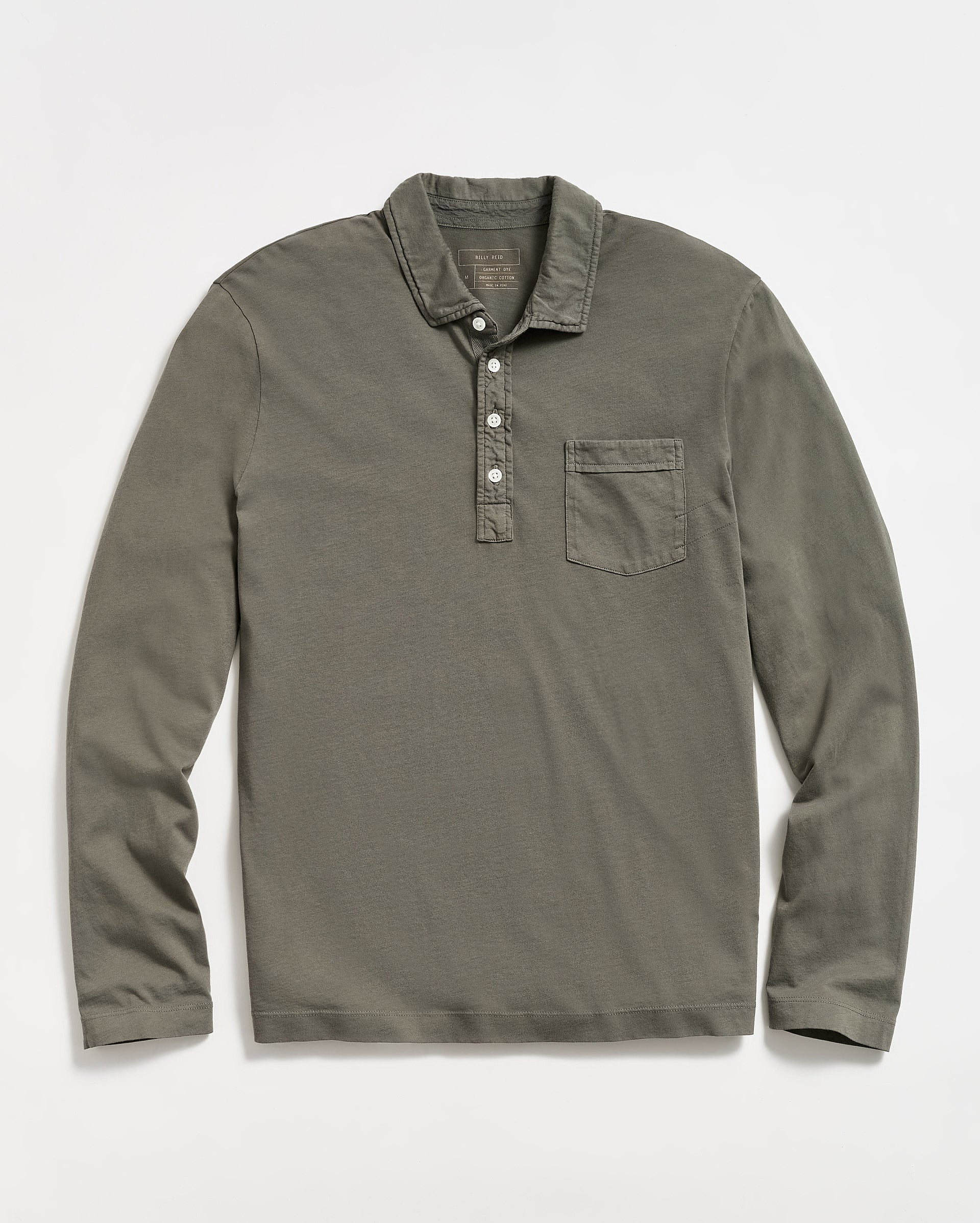 Long Sleeve Pensacola Polo Washed Grey Billy Reid