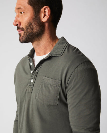 Long Sleeve Pensacola Polo Washed Grey Billy Reid
