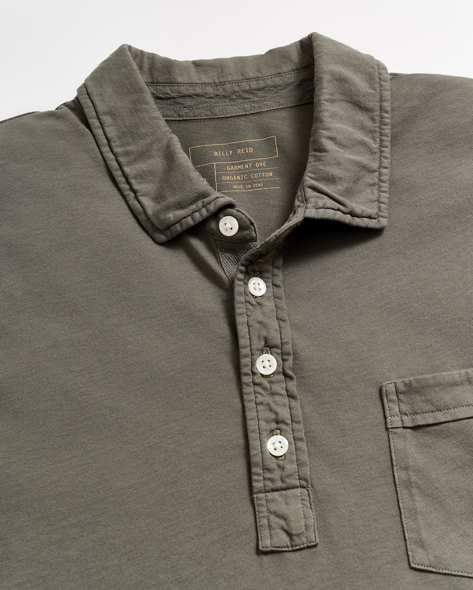 Long Sleeve Pensacola Polo Washed Grey Billy Reid
