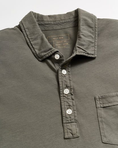 Long Sleeve Pensacola Polo Washed Grey Billy Reid