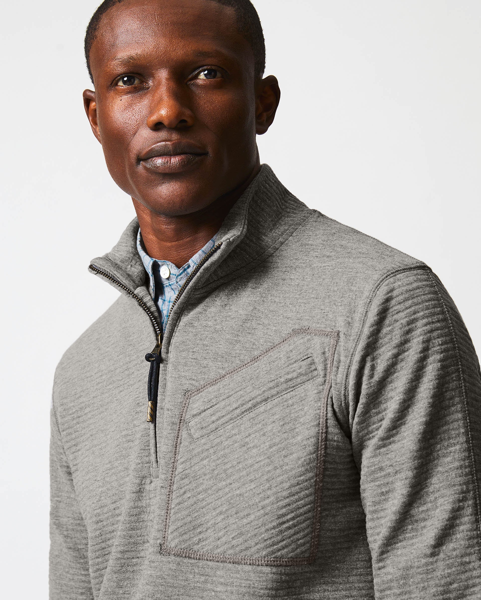 Quilted Half Zip Medium Grey Billy Reid