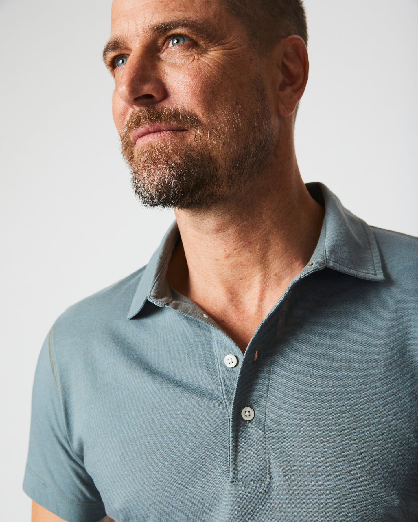 Stripe Pensacola Polo Slate Green Billy Reid