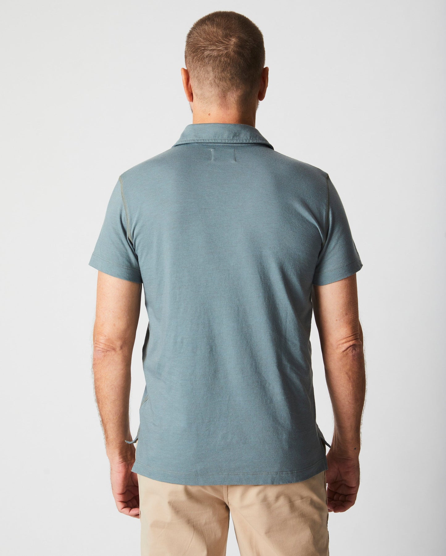 Stripe Pensacola Polo Slate Green Billy Reid