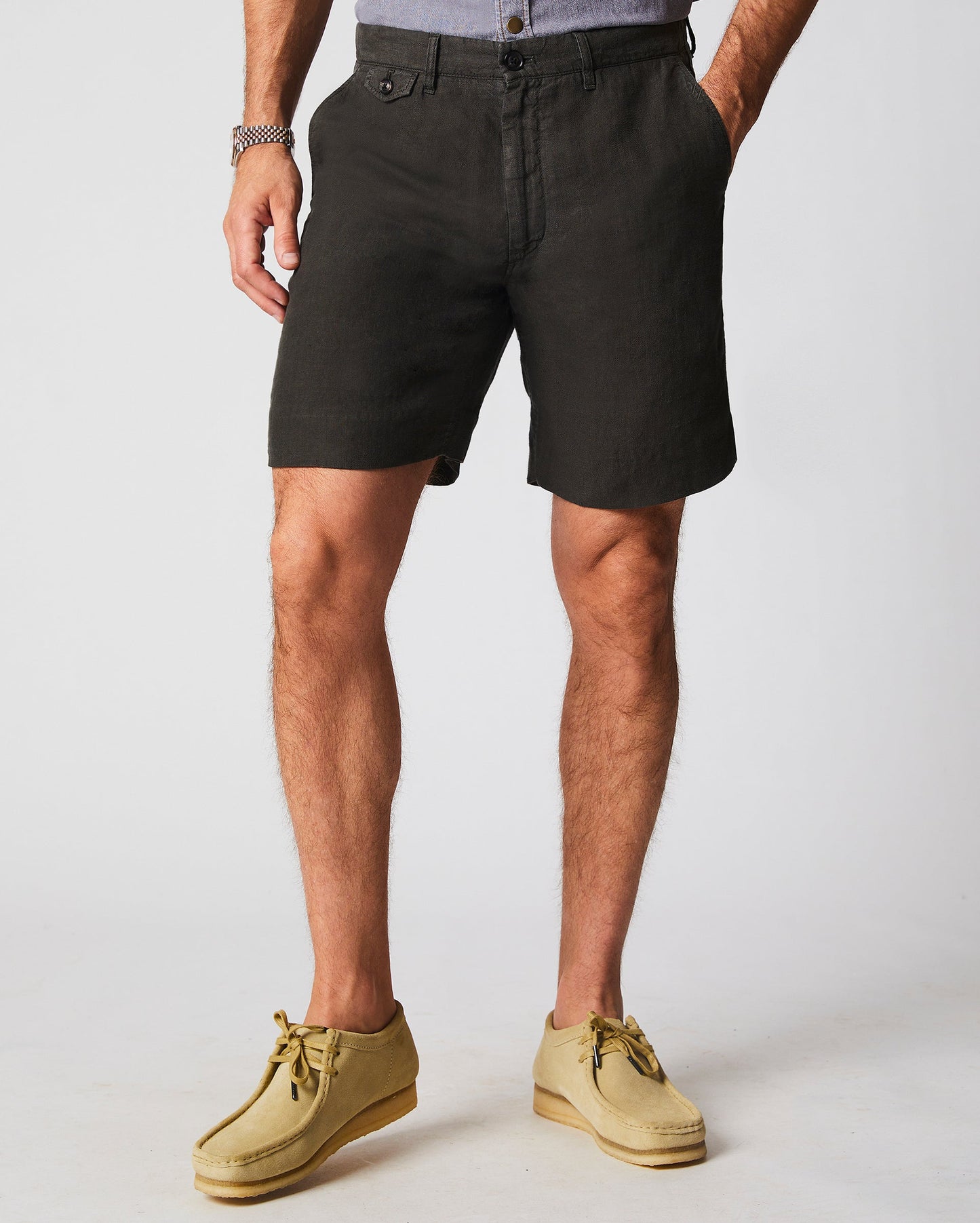 Linen Moore Short Steel Grey Billy Reid