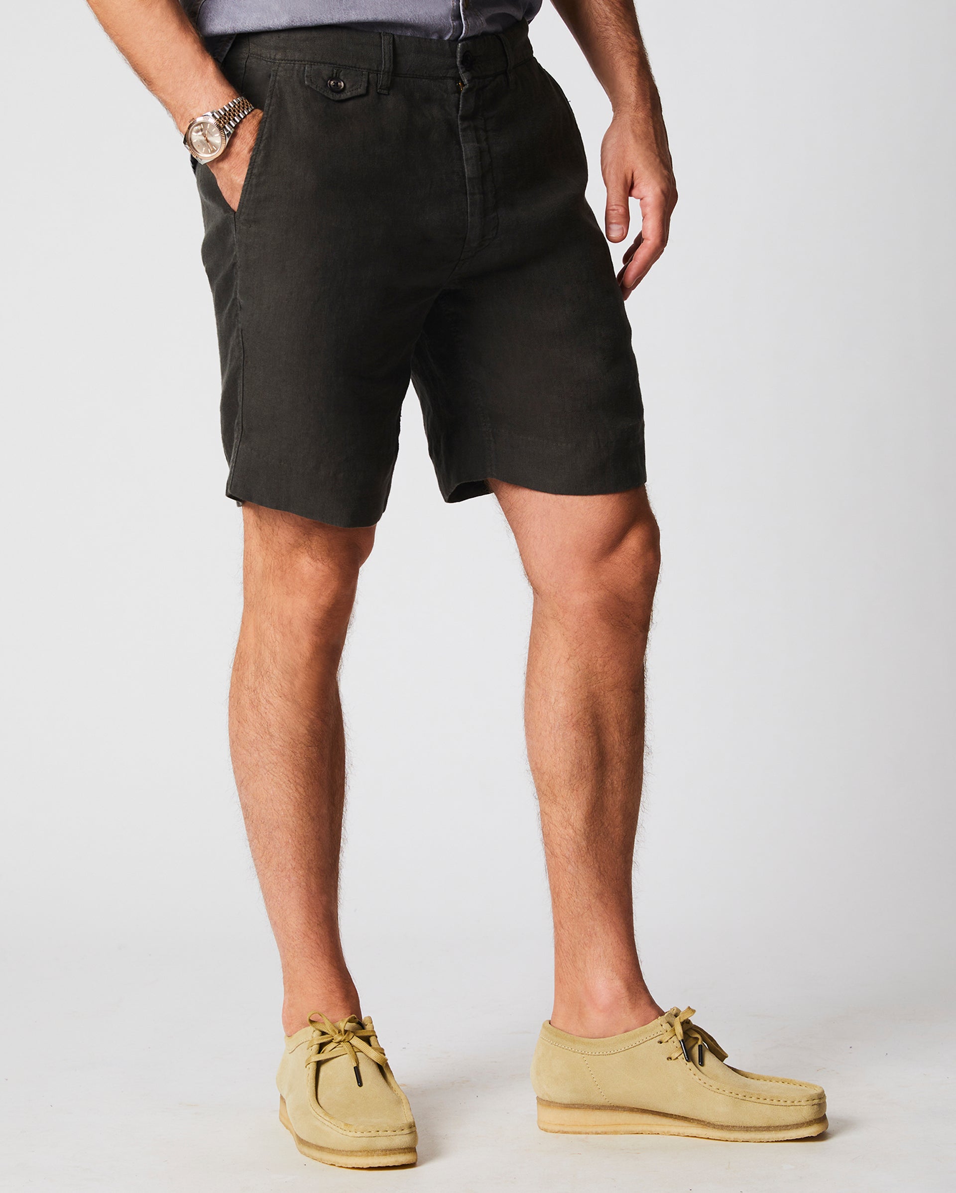 Linen Moore Short Steel Grey Billy Reid