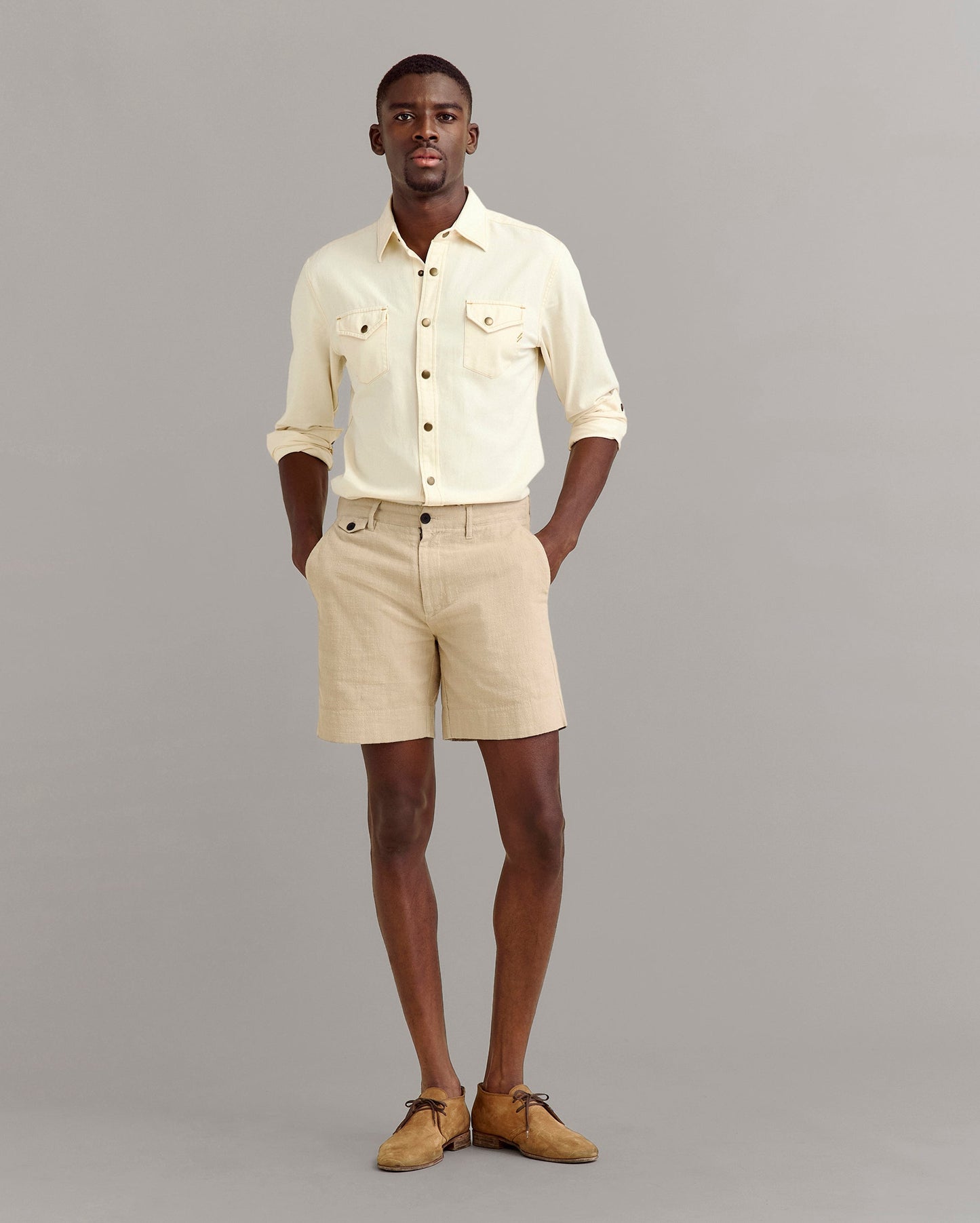 Slub Cotton Short Khaki Billy Reid