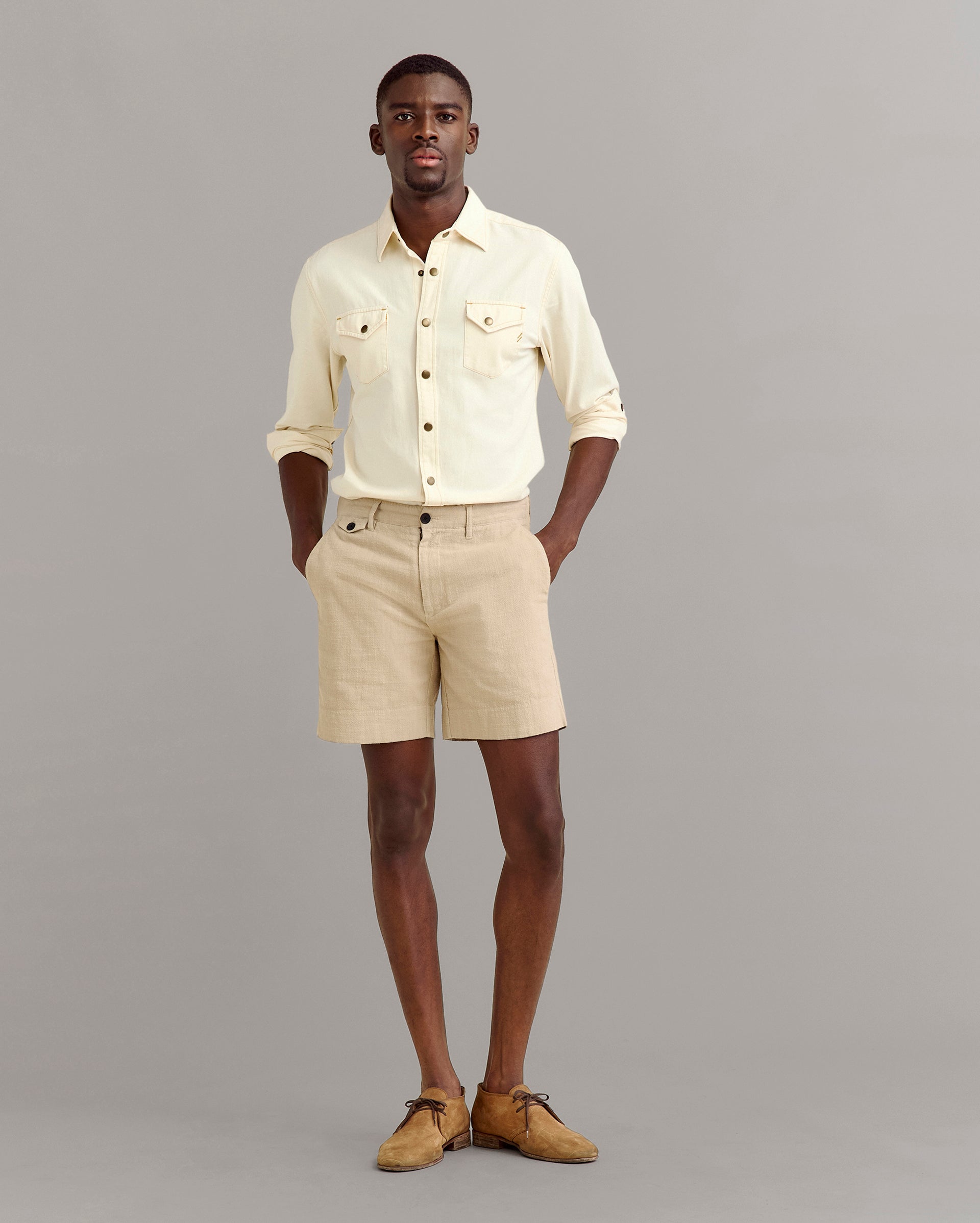 Slub Cotton Short Khaki Billy Reid