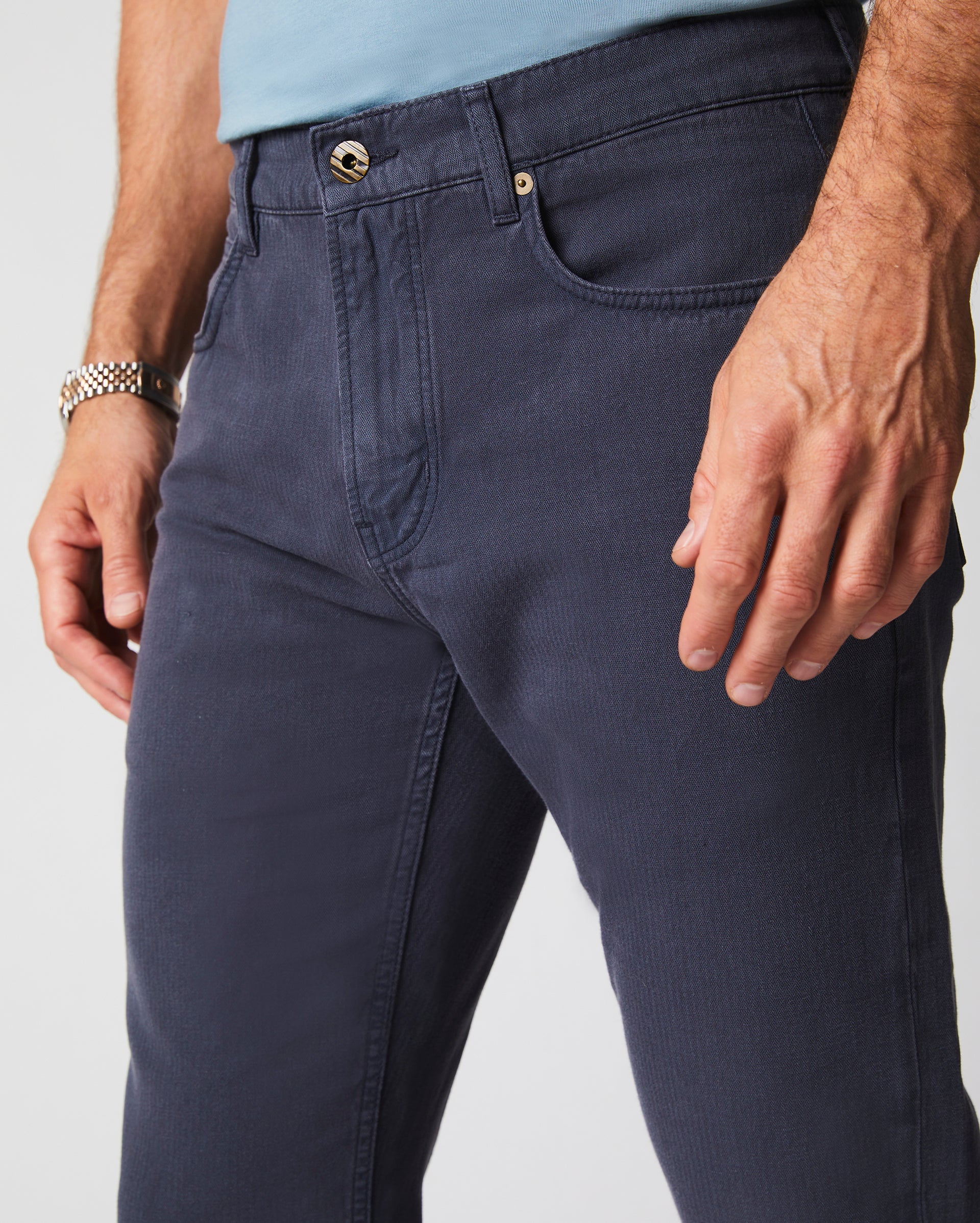 Cotton Linen 5 Pocket Pant Carbon Blue Billy Reid