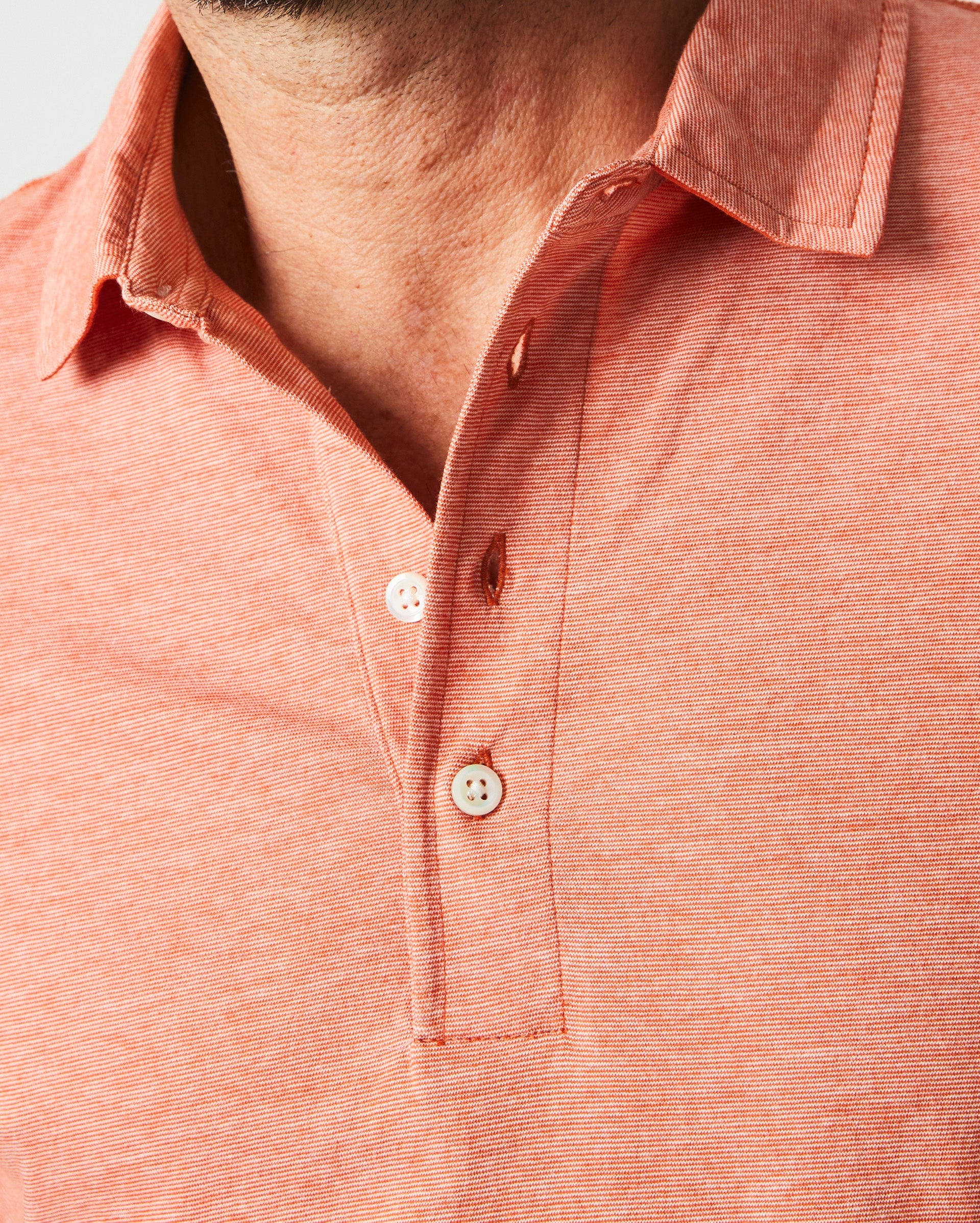 Stripe Pensacola Polo Burnt Red Billy Reid
