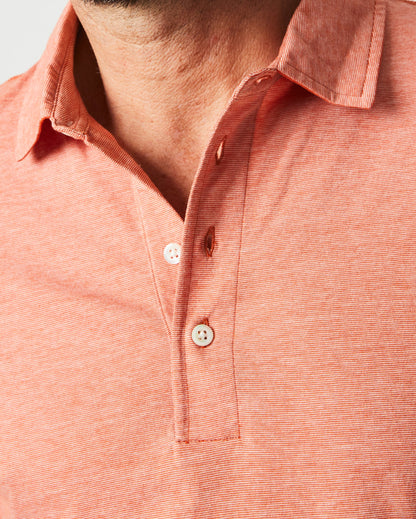 Stripe Pensacola Polo Burnt Red Billy Reid