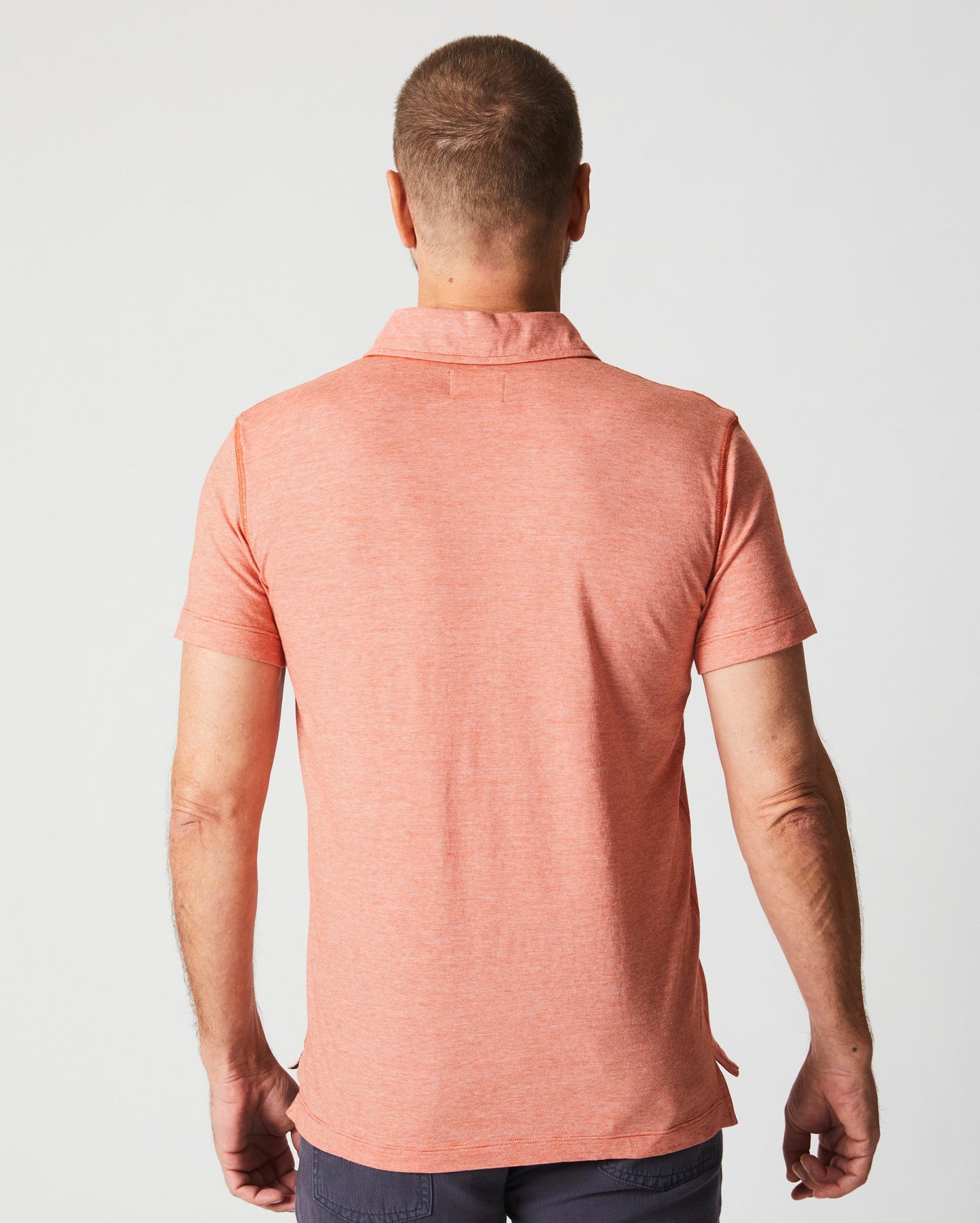 Stripe Pensacola Polo Burnt Red Billy Reid