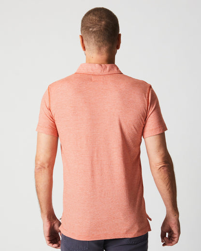Stripe Pensacola Polo Burnt Red Billy Reid