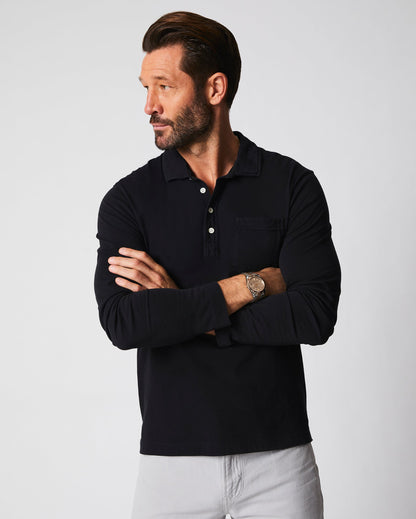 Long Sleeve Pensacola Polo Black Billy Reid