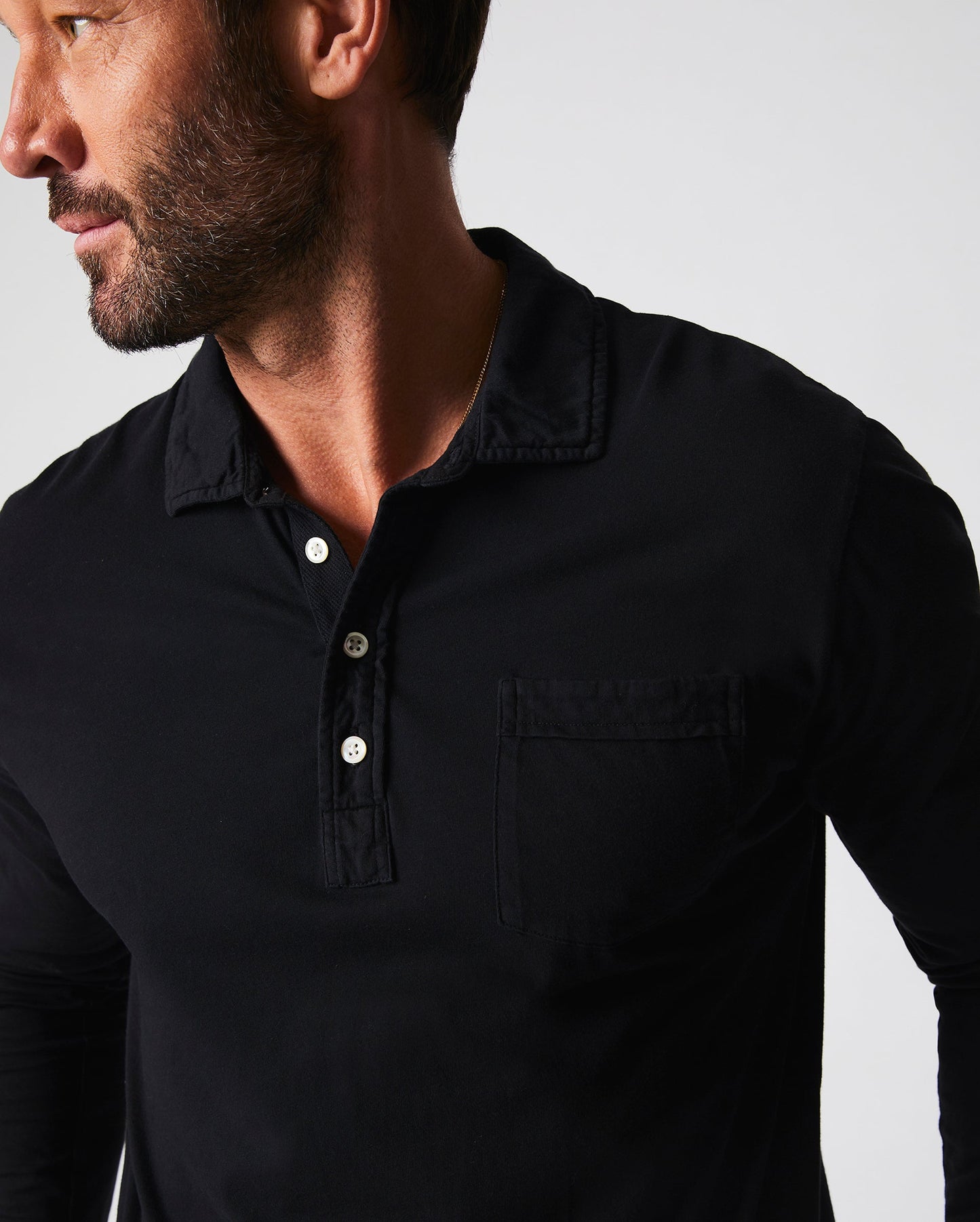 Long Sleeve Pensacola Polo Black Billy Reid
