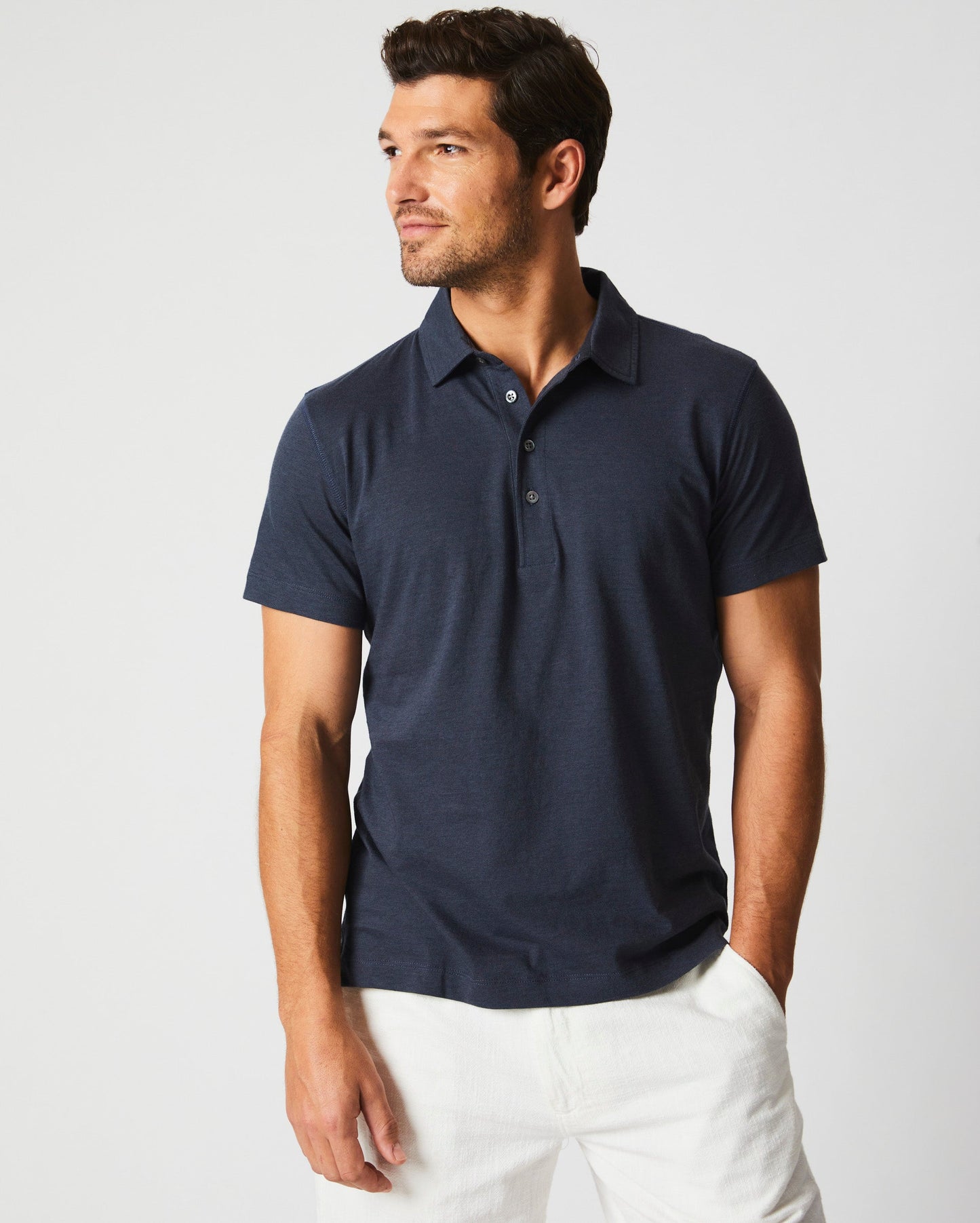 Stripe Pensacola Polo Navy Billy Reid