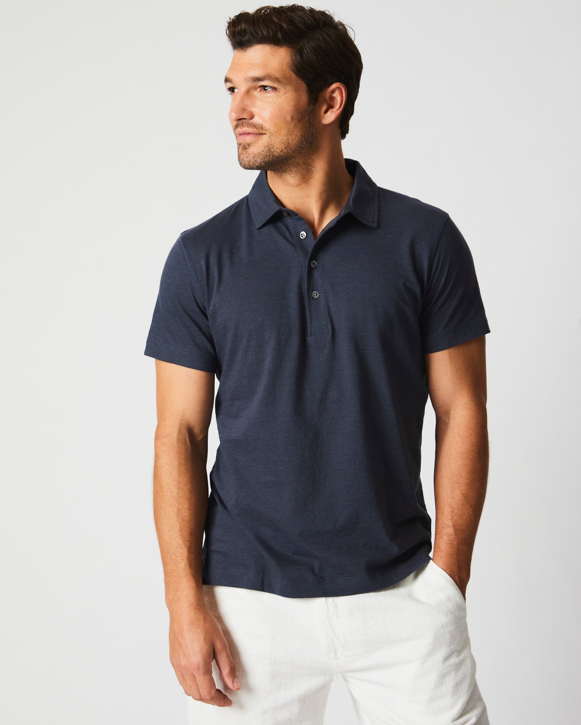 Stripe Pensacola Polo Navy Billy Reid