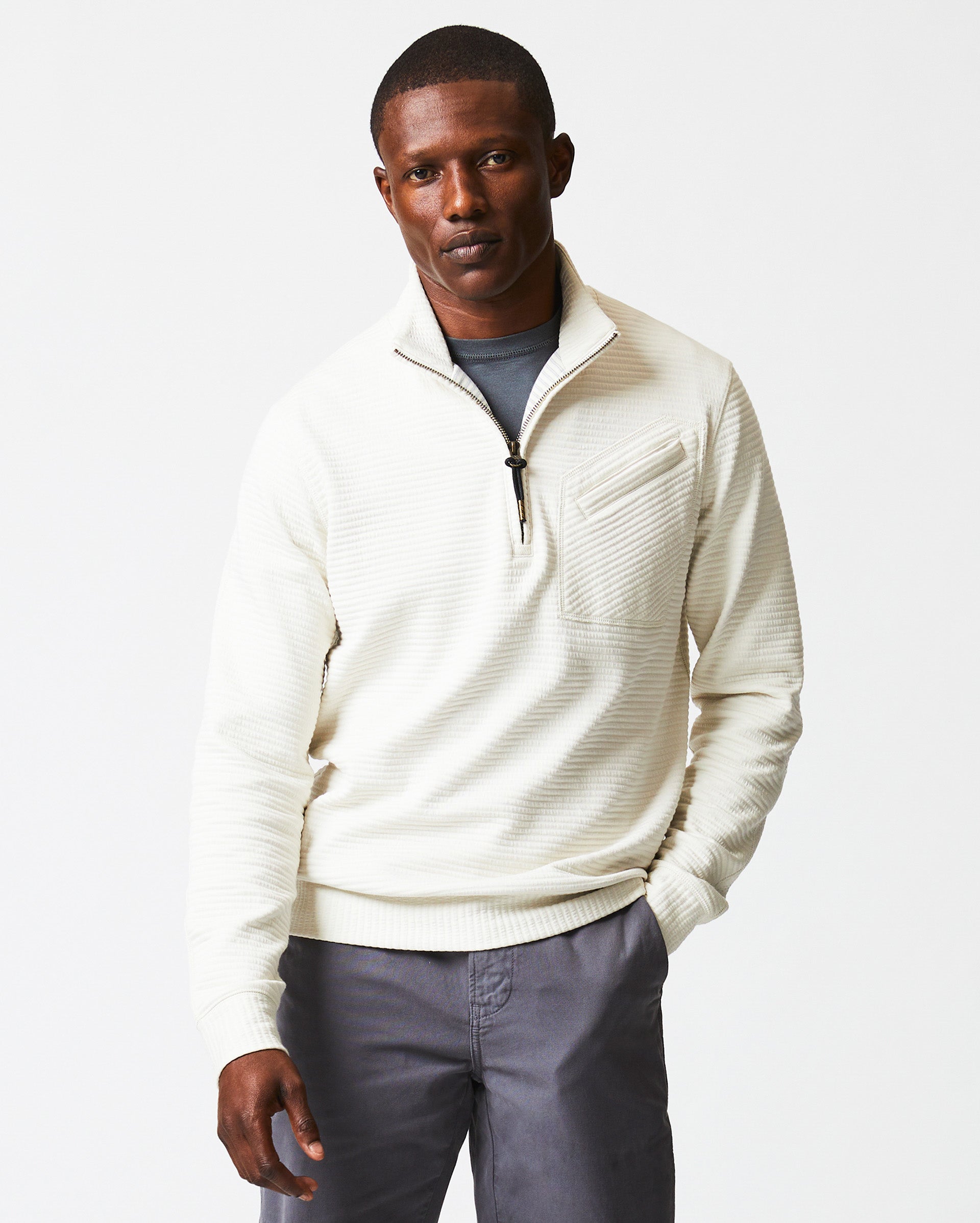 Quilted Half Zip Tinted White Billy Reid