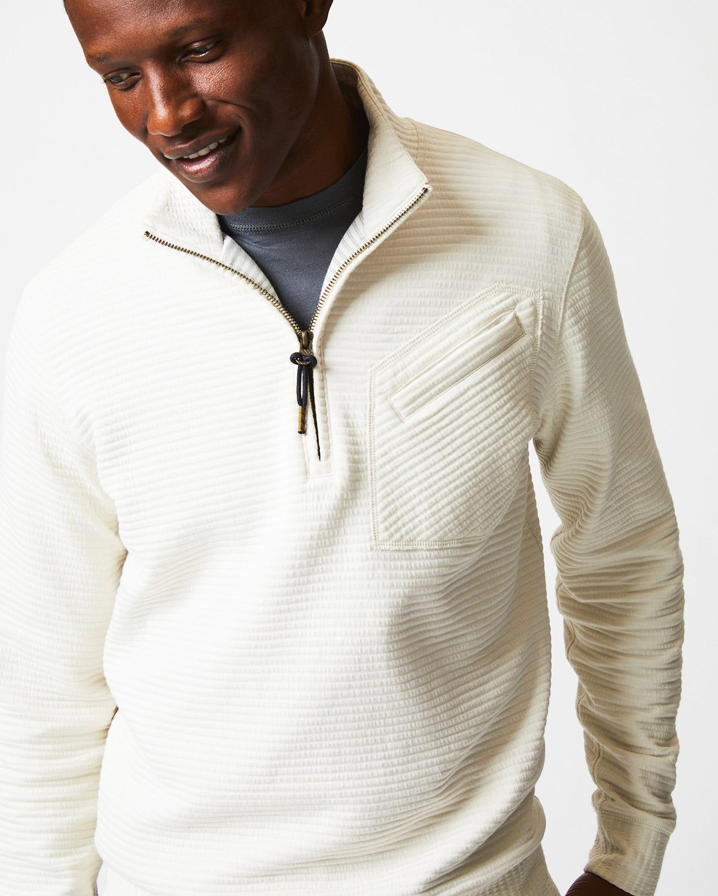 Quilted Half Zip Tinted White Billy Reid