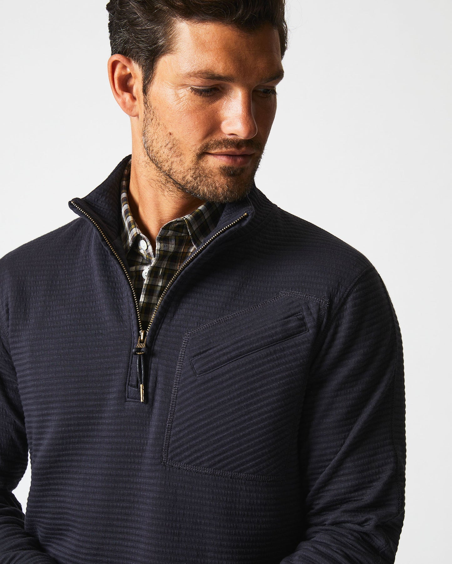 Quilted Half Zip Dark Navy Billy Reid