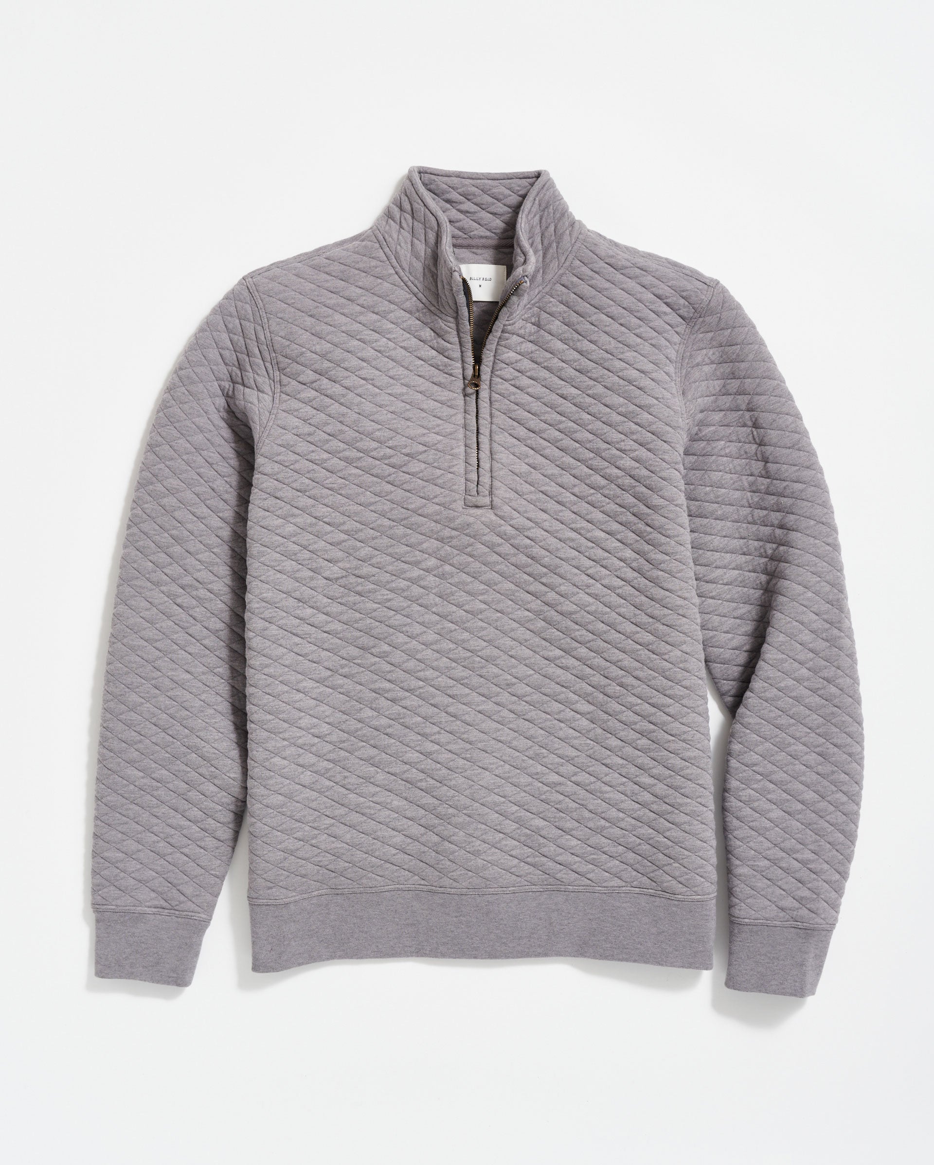 Diamond Quilt Half Zip Medium Grey Billy Reid