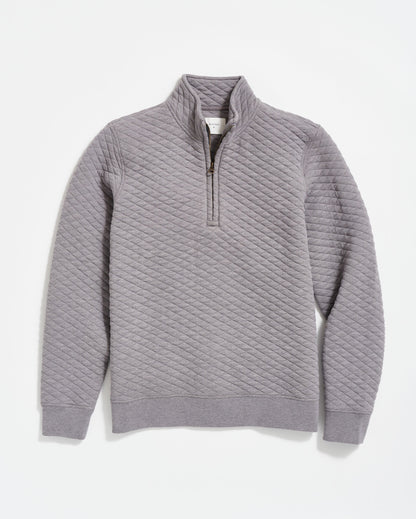 Diamond Quilt Half Zip Medium Grey Billy Reid