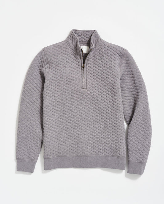 Diamond Quilt Half Zip Medium Grey Billy Reid