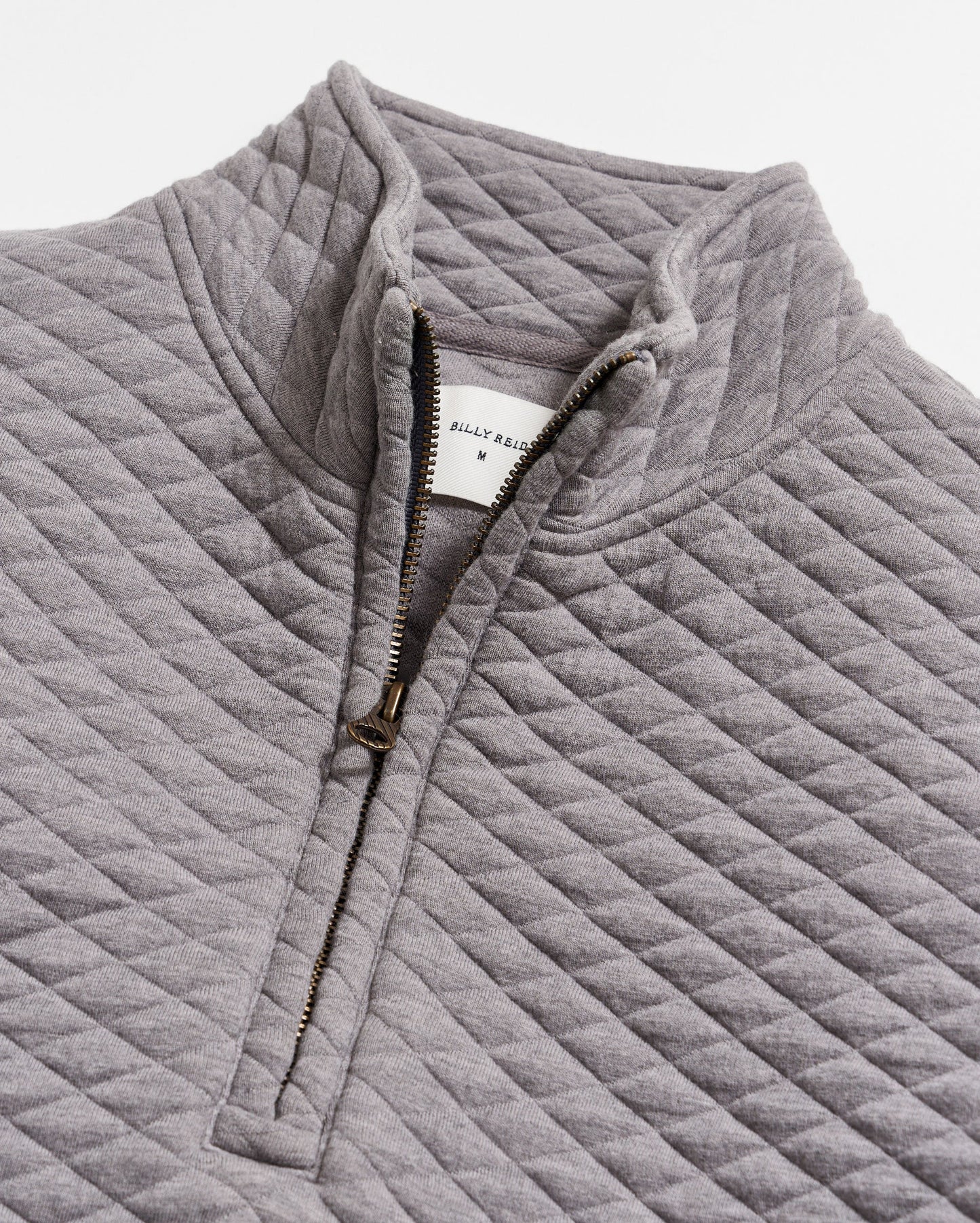 Diamond Quilt Half Zip Medium Grey Billy Reid