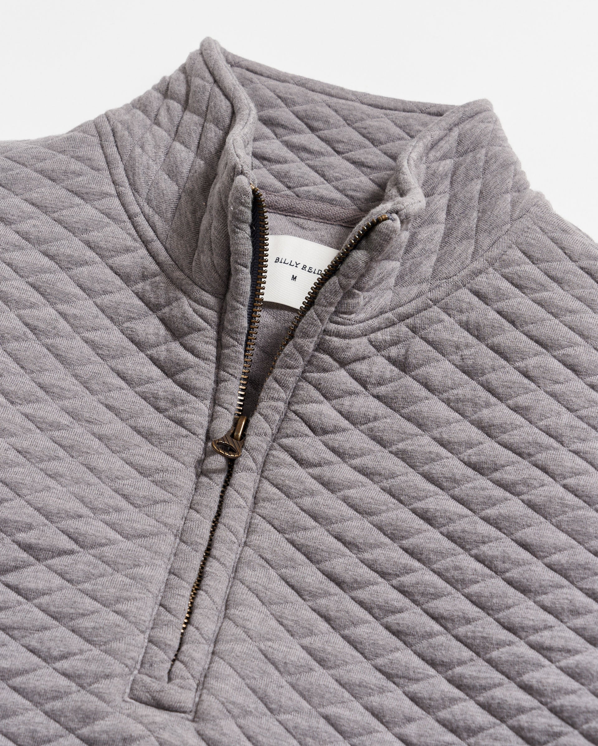Diamond Quilt Half Zip Medium Grey Billy Reid