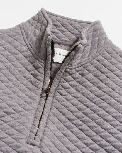 Diamond Quilt Half Zip Medium Grey Billy Reid