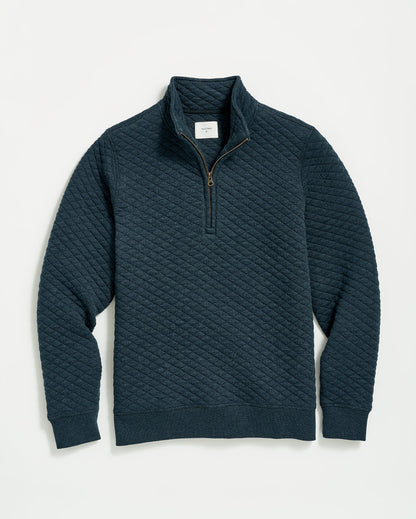 Diamond Quilt Half Zip Carbon Blue Billy Reid