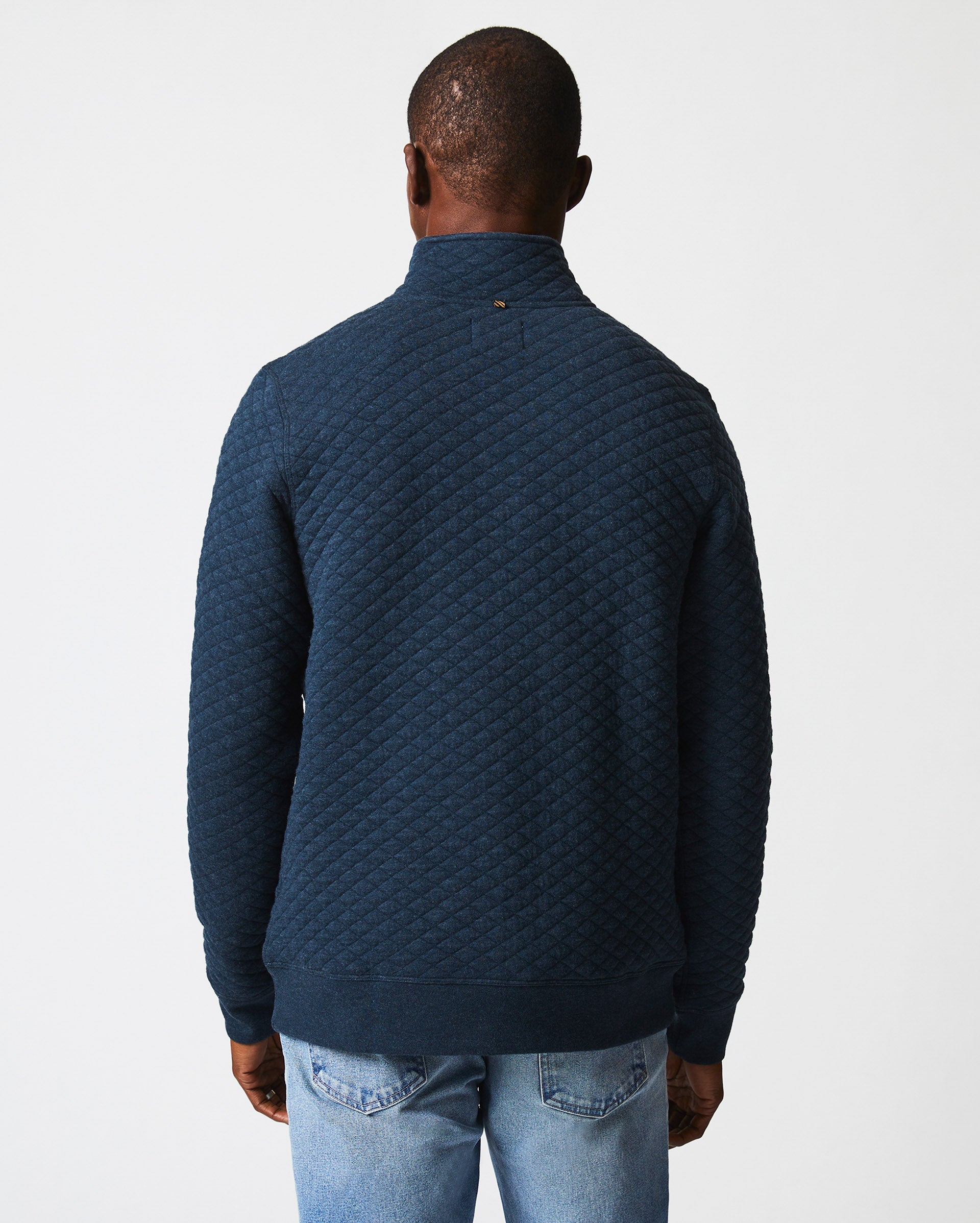 Diamond Quilt Half Zip Carbon Blue Billy Reid