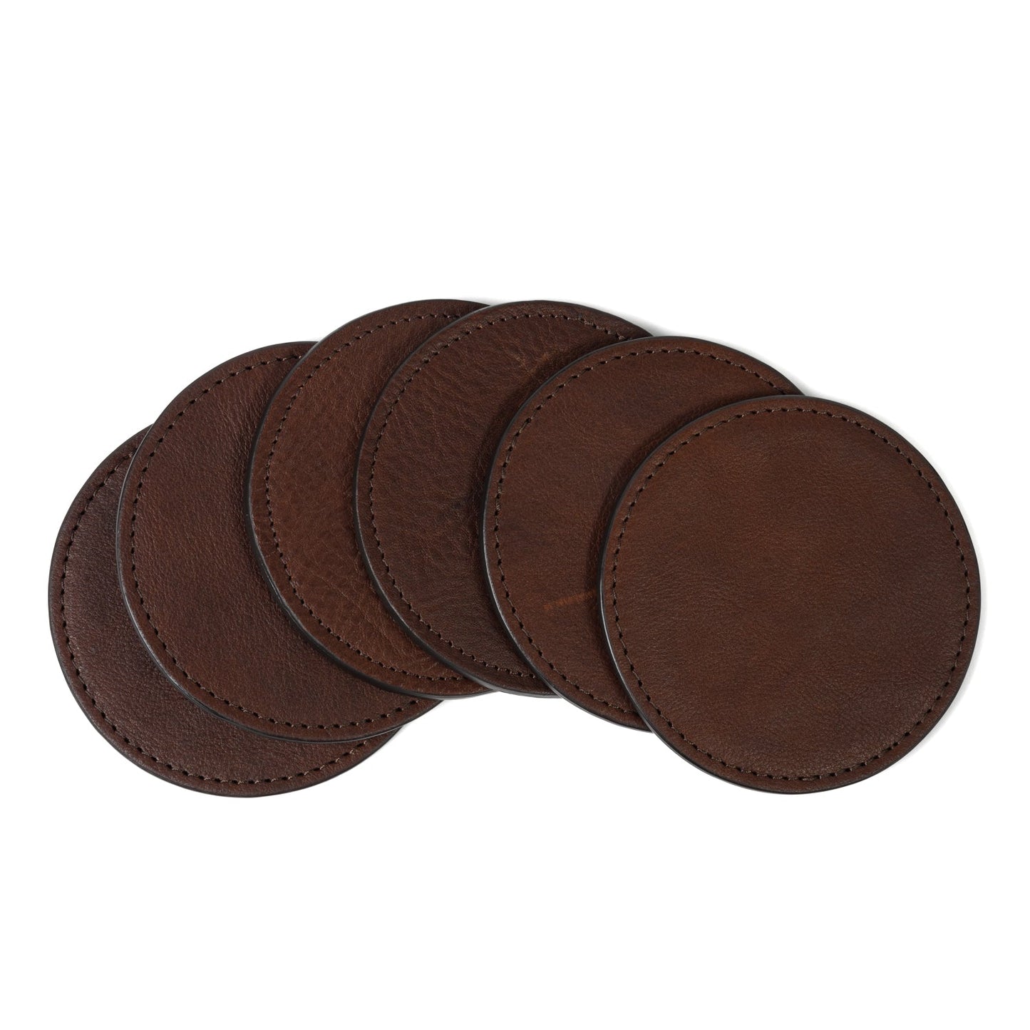 Moore & Giles Leather Coaster Set Seven Hills Chocolate Billy Reid