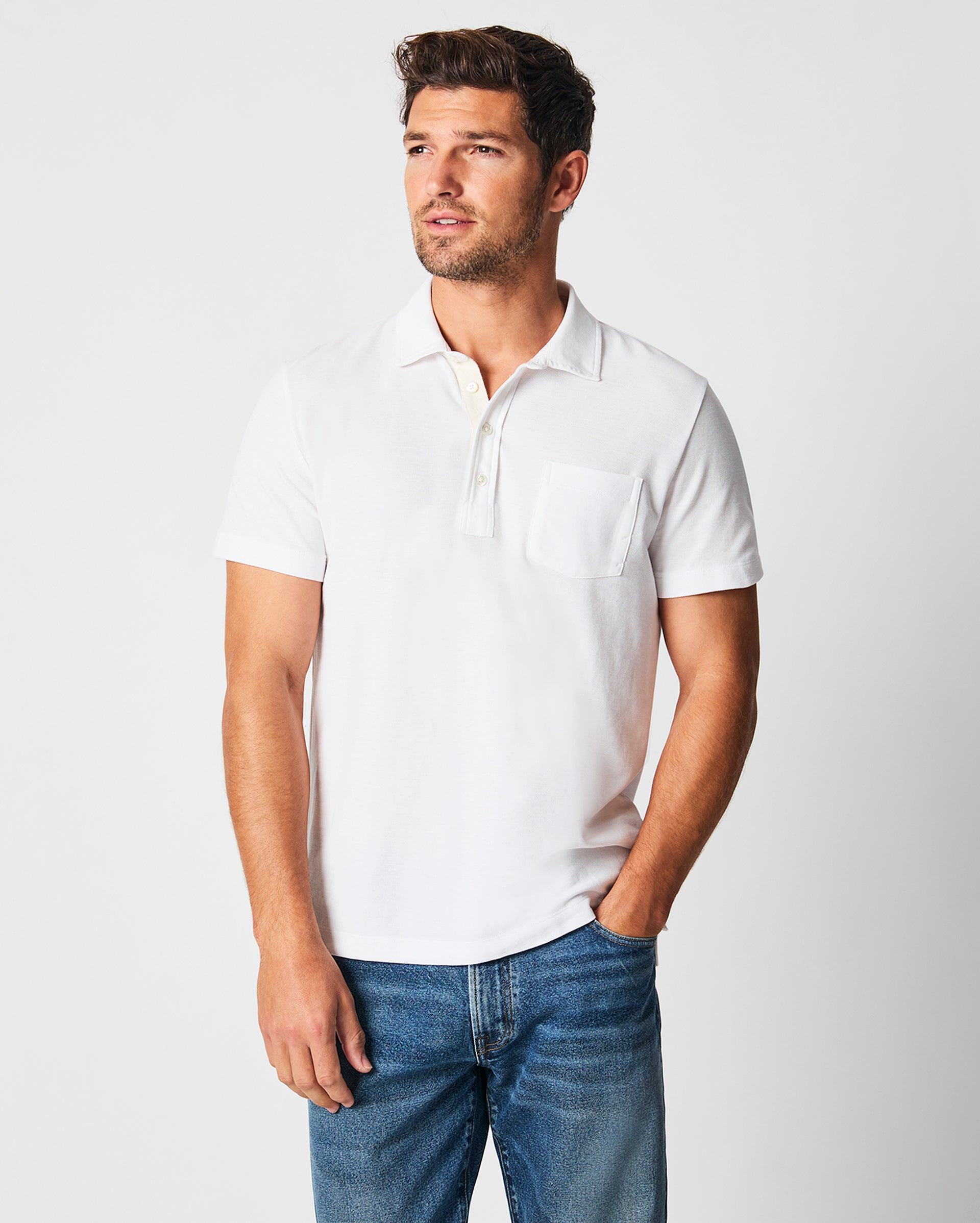 Pique Pensacola Polo White Billy Reid