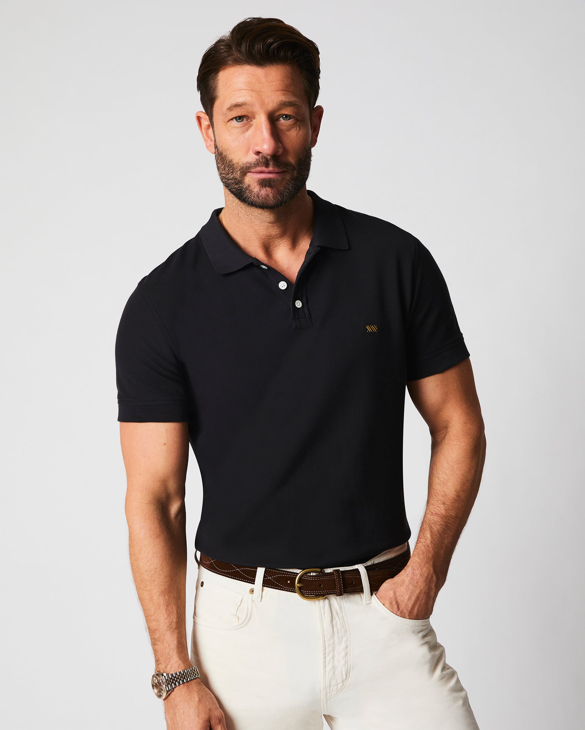 Pique Polo Black Billy Reid