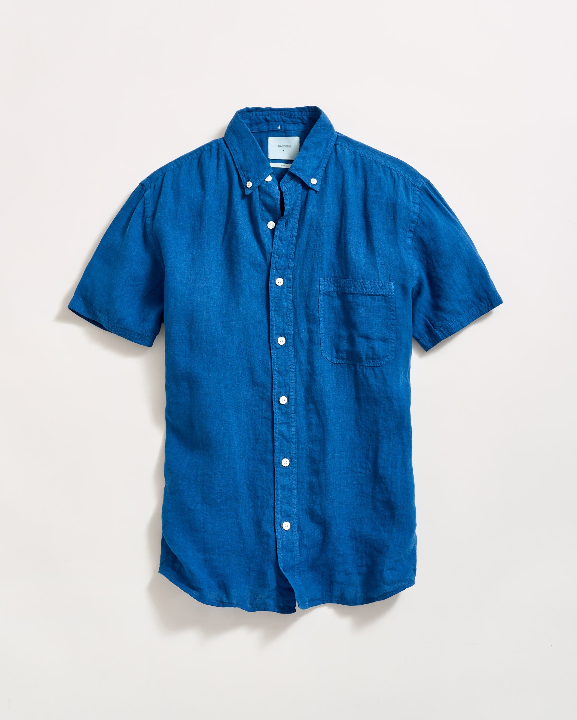 Short Sleeve Linen Tuscumbia Shirt Button Down Dark Blue Billy Reid