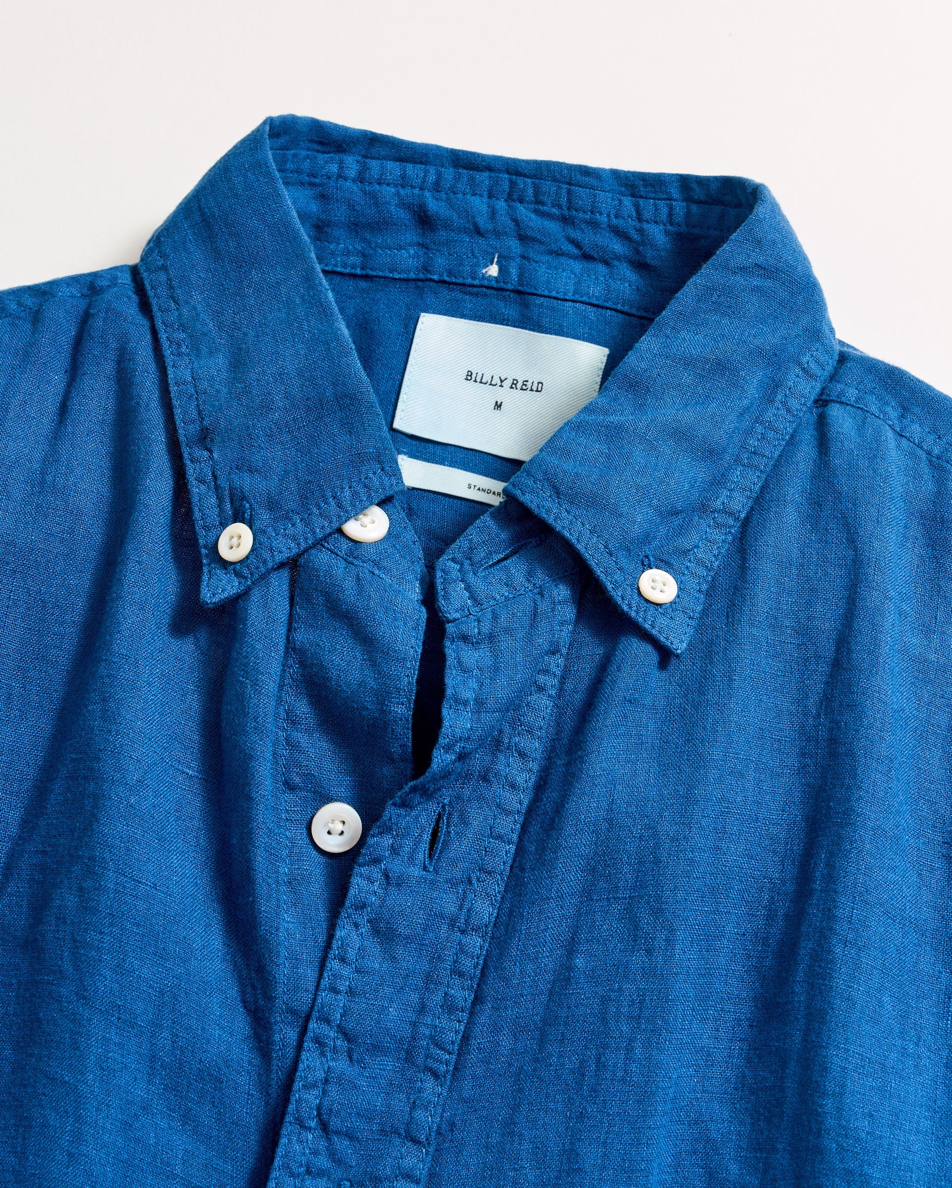 Short Sleeve Linen Tuscumbia Shirt Button Down Dark Blue Billy Reid
