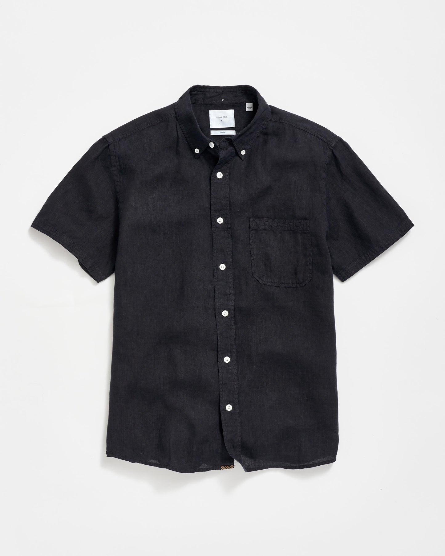 Short Sleeve Linen Tuscumbia Shirt Button Down Black Billy Reid