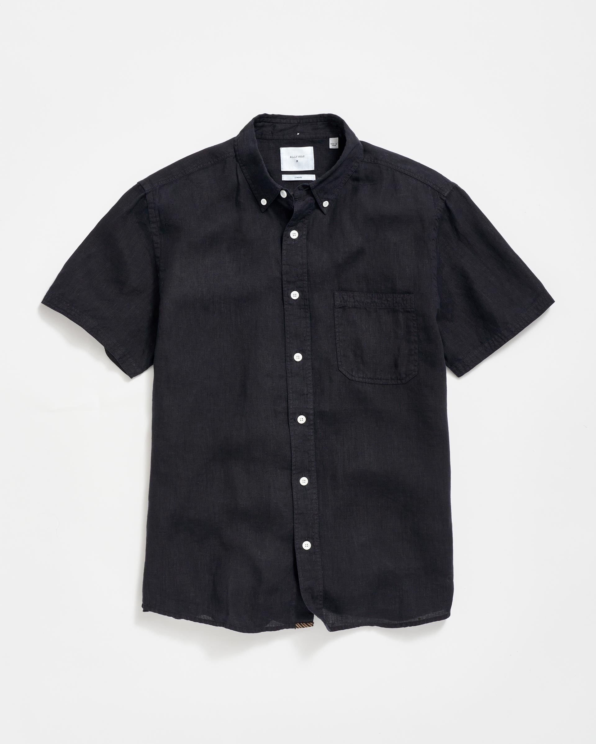 Short Sleeve Linen Tuscumbia Shirt Button Down Black Billy Reid