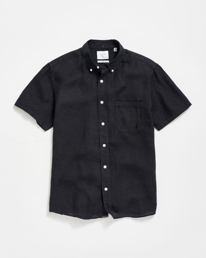 Short Sleeve Linen Tuscumbia Shirt Button Down Black Billy Reid
