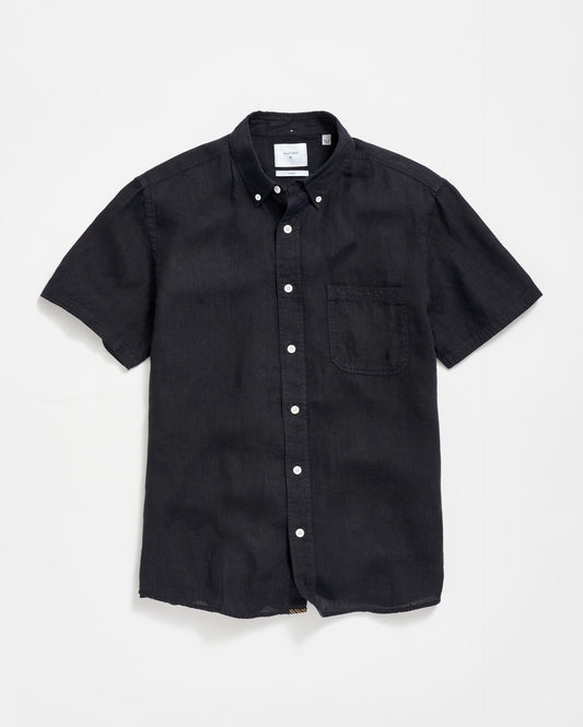 Short Sleeve Linen Tuscumbia Shirt Button Down Black Billy Reid
